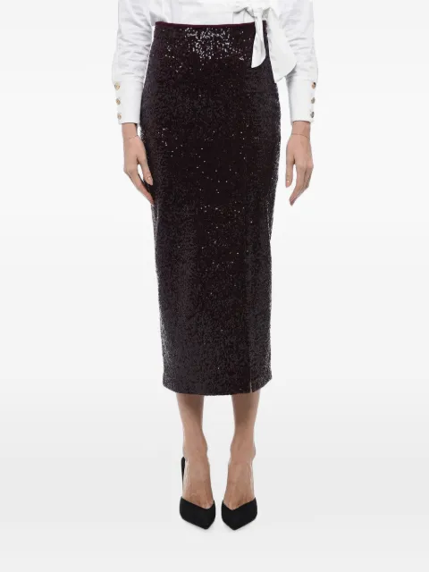 In The Mood For Love sequin-embellished midi skirt Red TILOSKIRT0002