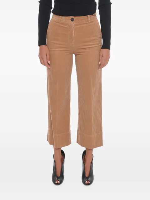 QL2 corduroy-texture cropped trousers Brown MAMID45318