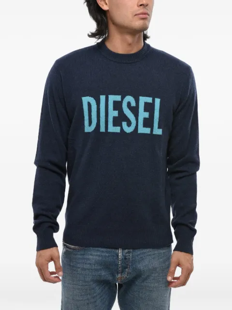 Diesel jacquard-logo crew-neck sweater Blue A13795RJHAR