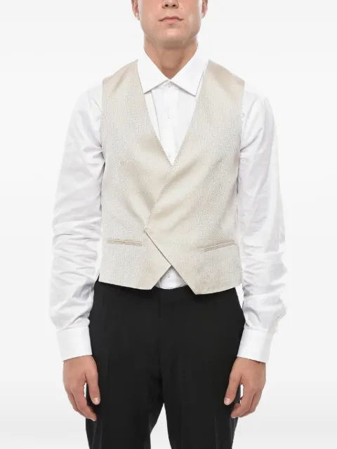 Corneliani embroidered double-breasted waistcoat Neutrals 91CT023107184033