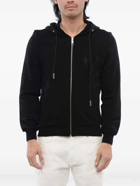 John Richmond rhinestone-embellished zip-up hoodie Black RMP24017FE