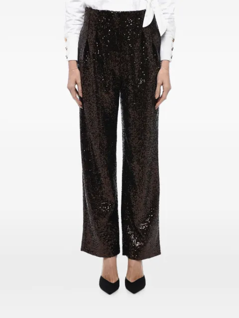 In The Mood For Love Clyde sequin-embellished wide-leg trousers Brown CLYDESEQUINPANTS0021