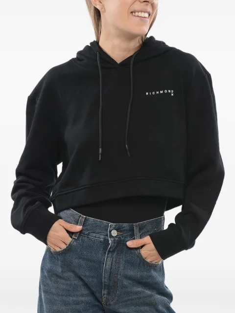 John Richmond logo-print cropped hoodie Black UWP24005