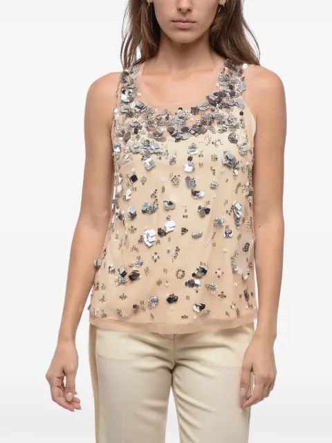 P.A.R.O.S.H. sequin-embellished mesh top Neutrals D310995857