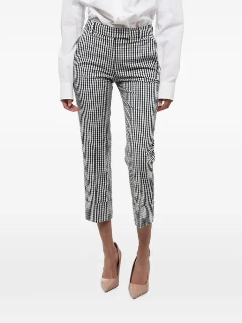 QL2 gingham turn-up trousers Blue MAURAZ2008915