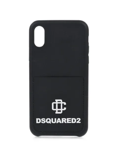 DSQUARED2 logo-print card-slot iPhone X case Black ITM008639202566