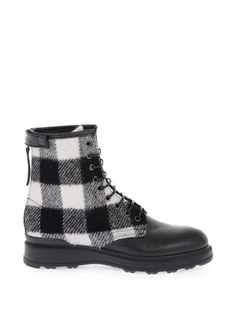 Woolrich check wool-panelled leather ankle boots Black COWFW192032WF420W4130