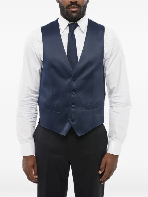 Corneliani satin piped-pocket waistcoat Blue 91CT053198398004