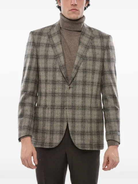 Corneliani District Check long-sleeve blazer Neutrals 84XR419836224032