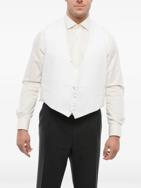 Corneliani honeycomb-knit ceremony waistcoat White 83C8900088085028