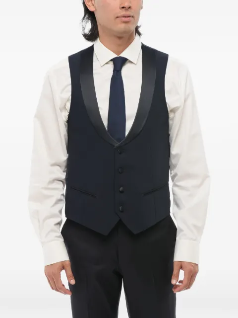 Corneliani satin-detail shawl-lapel waistcoat Blue 91CT003198301001