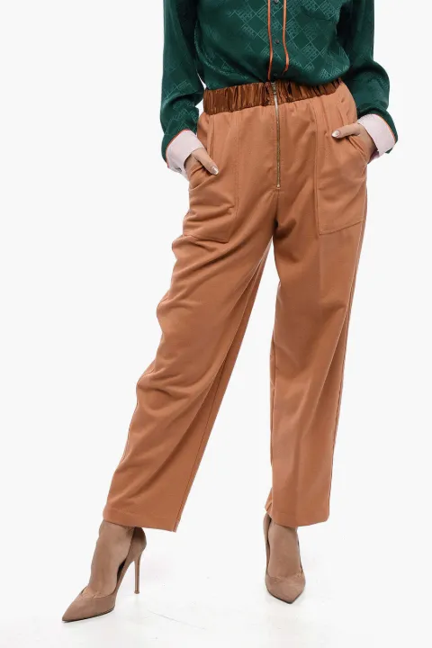 Forte Forte elastic-waistband zip-fastening trousers Orange 110360176COPPER