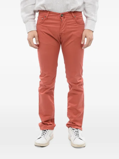 Corneliani tone-on-tone embroidered jeans Orange 7114JQ3311014945