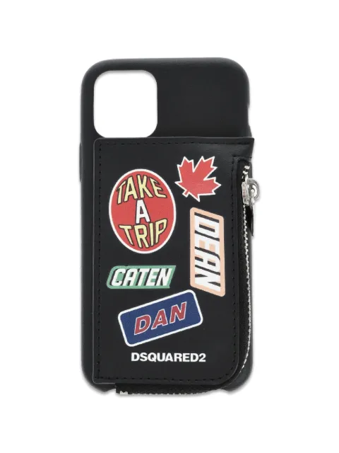DSQUARED2 logo-print zipped-pocket iPhone 11 Pro case Black ITM010939203852