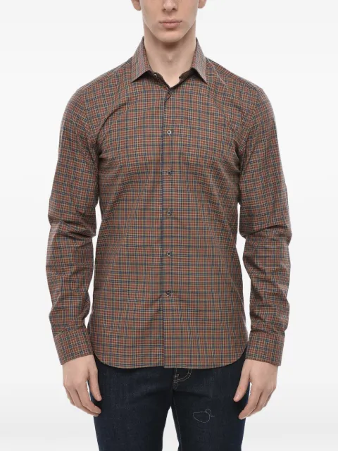 Corneliani checked slim-fit shirt Brown 84P0109811301049