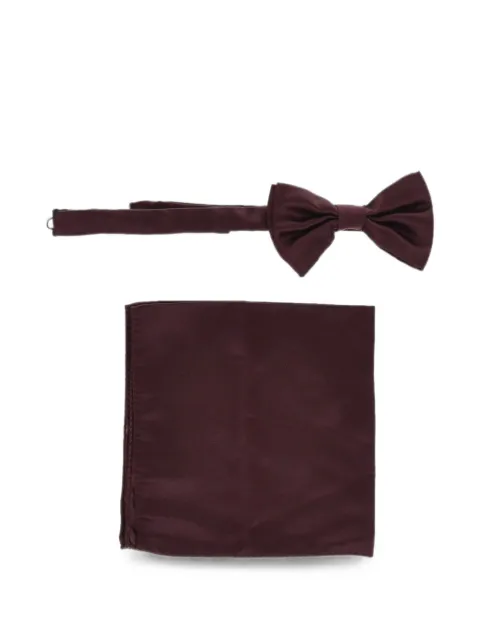 Corneliani silk satin bow tie and pocket square set Red 85HUG80120480040