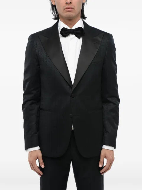 Corneliani jacquard satin-lapel blazer Black 816Z118167139095