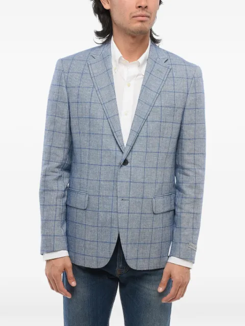 Corneliani checked single-breasted blazer Blue 816R498136938