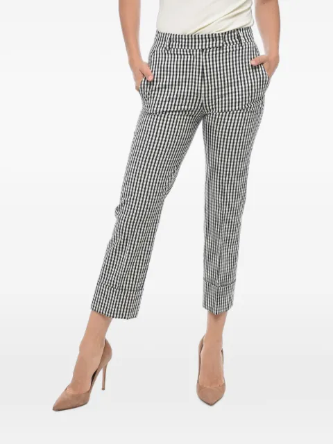 QL2 gingham turn-up cropped trousers Black MAURAZ200893