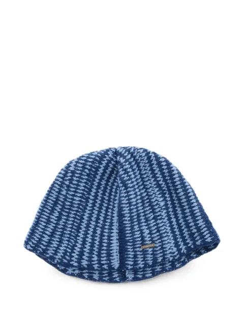 DSQUARED2 two-tone chunky-knit beanie hat Blue KNM011705M06366