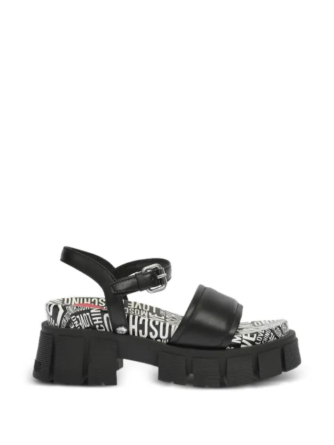 Moschino logo-print leather sandals Black JA16327G0EIAL