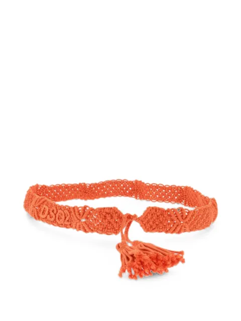 DSQUARED2 crochet tassel-detail cotton belt Orange BEM050106606283