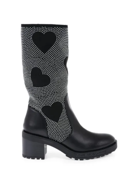 Moschino studded heart-pattern boots Black JA24407G0HJA6