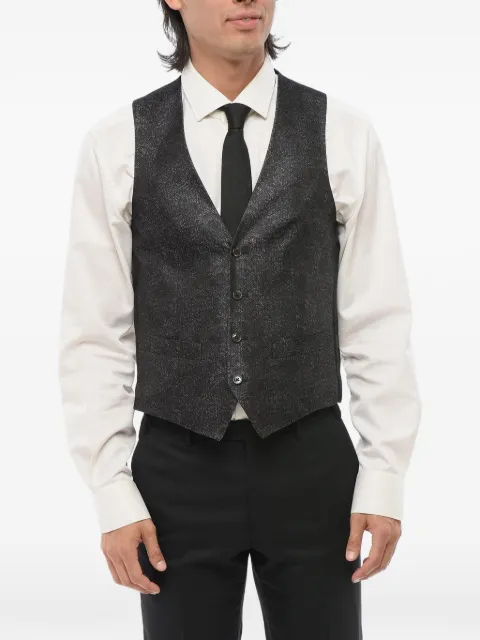Corneliani geometric-pattern iridescent waistcoat Black 91CT053197187013