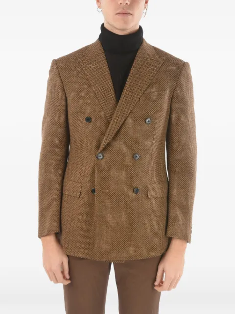 Corneliani double-breasted hopsack-pattern jacket Brown 8862241816201033