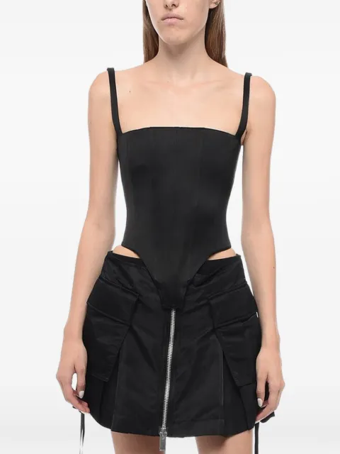 LaQuan Smith satin-finish corset black top Black LSFW23T007C001BLACKCHIFFON