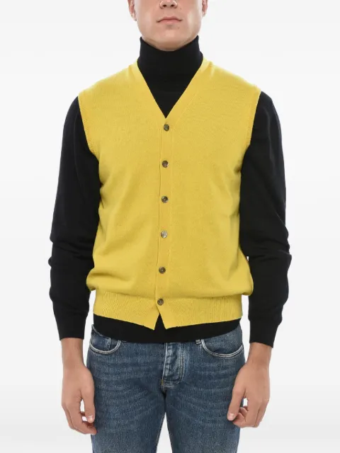 Malo V-neck sleeveless cardigan Yellow UXJ004F1K02E3237