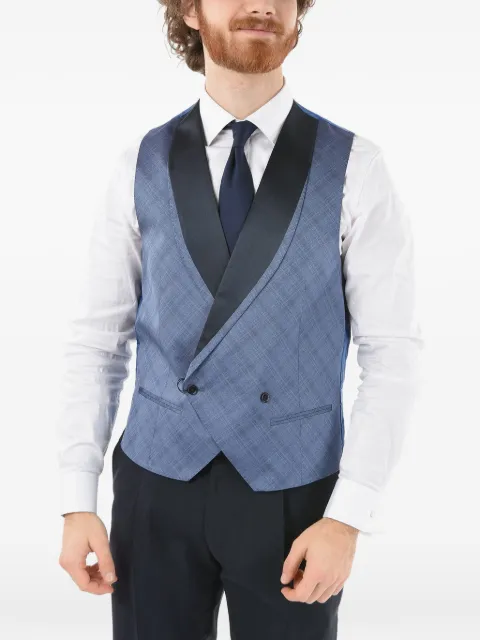 Corneliani checked double-breasted waistcoat Blue 87C0521117182002