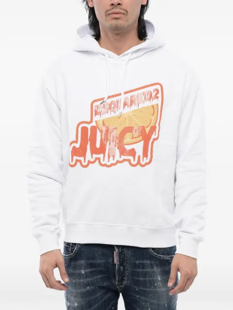 DSQUARED2 logo-print brushed hoodie White S74GU0779S25551