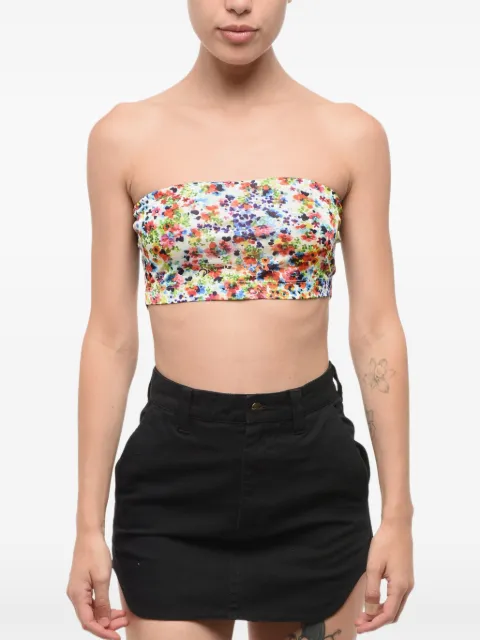 DSQUARED2 floral-print cropped top Neutrals S72NC1032S24525