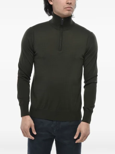 Paolo Pecora half-zip elbow-patchs polo shirt Green 24IC1M0AT06F0015334