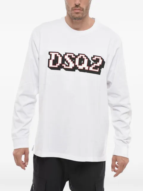 DSQUARED2 logo-print long-sleeve T-shirt White S74GD1180S24581