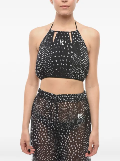 Karl Lagerfeld logo-print halterneck top Black KL22WCU08BLACK