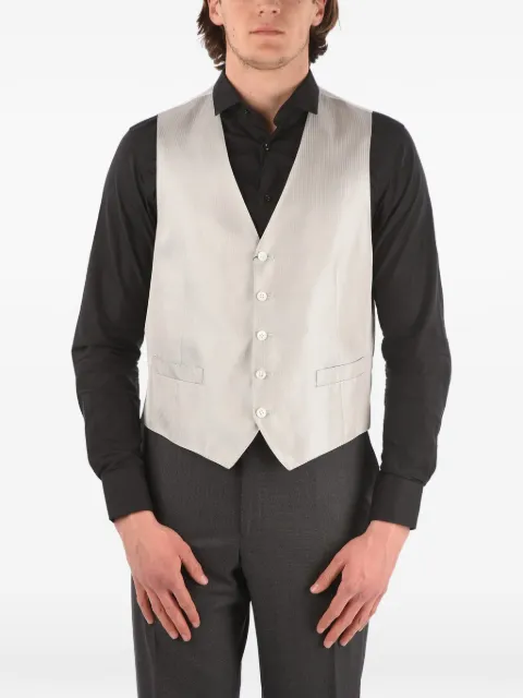Corneliani herringbone-pattern silk waistcoat Neutrals 76C0616117177025
