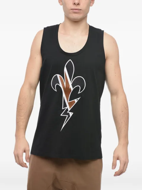 Neil Barrett Fleur-de-Thunder embroidered tank top Black BJT248EE51501