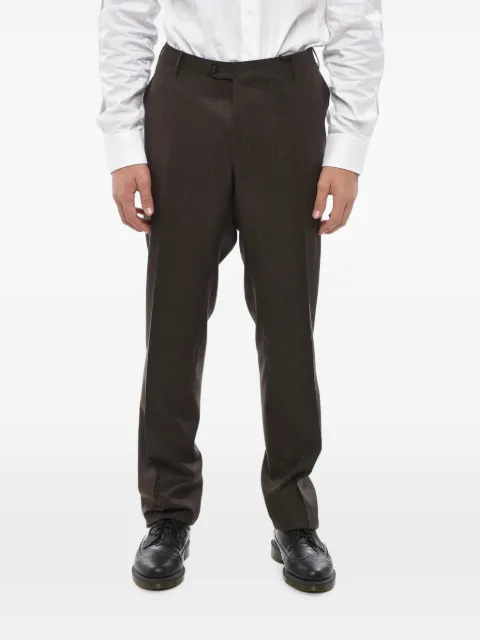 Corneliani scalloped-hem virgin-wool trousers Grey 844L039818117061