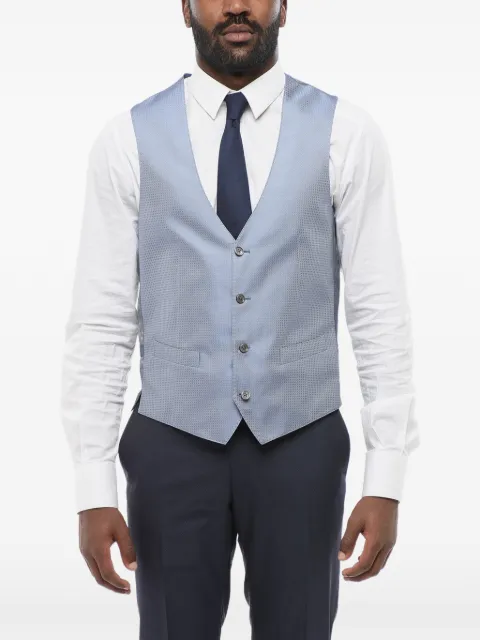 Corneliani geometric-pattern silk waistcoat Blue 79C0957117199009