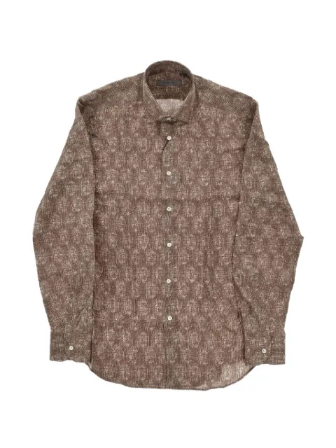 Corneliani French-collar silk shirt Brown 93P1049311914032