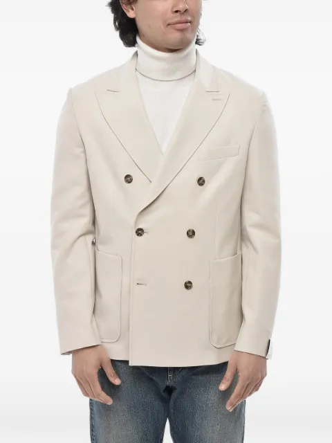 Paolo Pecora double-breasted patch-pocket blazer Neutrals 24IC1M0L04130571420