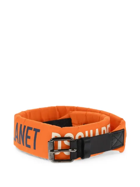 DSQUARED2 logo-print leather-trim belt Orange BEM048611705990