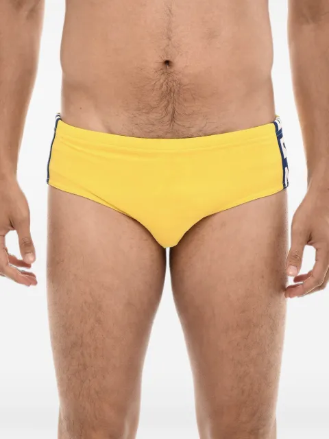 DSQUARED2 logo-print side-stripe swim briefs Yellow D7B455530ISA01