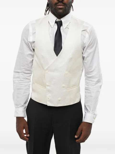 Corneliani double-breasted silk waistcoat Neutrals 79C2657117199082