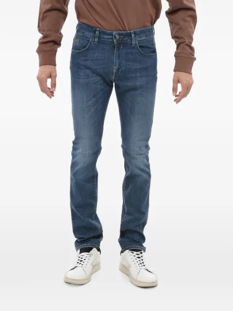 Corneliani logo-patch contrast-stitch straight-leg jeans Blue 834JD59120154007