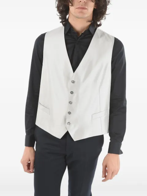 Corneliani herringbone-pattern silk waistcoat Grey 73C0614117177025