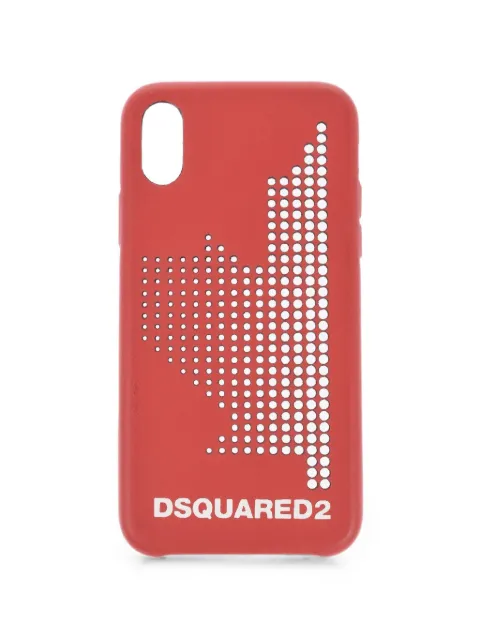 DSQUARED2 perforated-detailing logo-print iPhone X case Red ITM008439202566