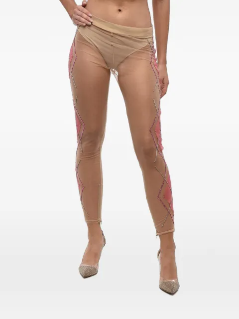 DSQUARED2 rhinestone-embellished sheer leggings Neutrals S72KA1222D35036